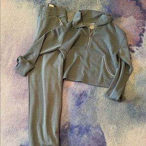Gray Quarter-Zip Lounge Set